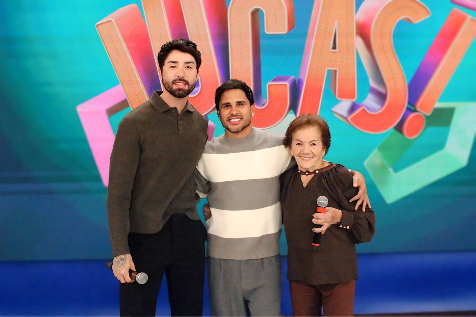 Rico Melquiades, Lucas Guimarães e Vovó Maria no Eita Lucas! (SBT) – Foto: Marco Mota