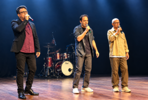 Os cantores Claudinho Maciel, Edu Silvera e Roberto Dom. Foto: Divulgação.'